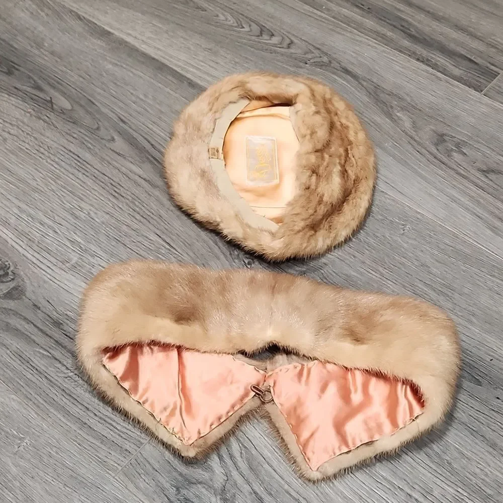 GUC Mink Fur Hat & Collar Vintage Set - Picture 12 of 13